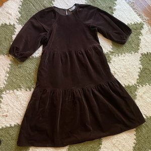 Everlane Tiered Corduroy Dress — Size XXS, Chocolate